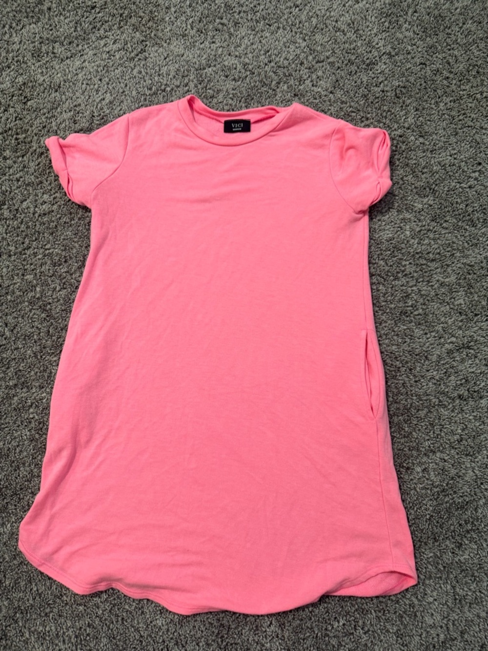 VICI Coral Pink Casual Tee Dress